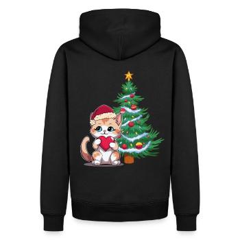 Père Noël Chaton Arbre de Noël Santa Cats - Sweat à capuche Premium bio Homme - noir - Dos - Nico (187cm)