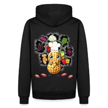 Erdnuss Koch Köche Köchin Gemüse Vegetarisch - Männer Premium Bio Hoodie - Schwarz - Hinten - Nico (187cm)