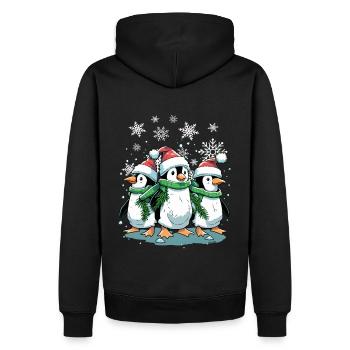 Niedlicher Weihnachtspinguin - Niedlicher Weihnachtspinguin - Männer Premium Bio Hoodie - Schwarz - Hinten - Nico (187cm)