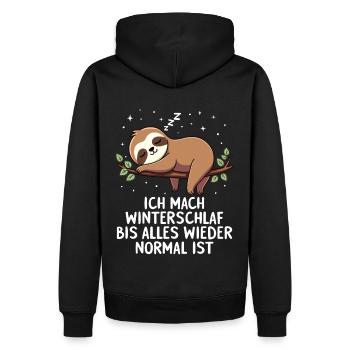 Ich Mach Winterschlaf Bis Alles Wieder Normal Ist - Männer Premium Bio Hoodie - Schwarz - Hinten - Nico (187cm)