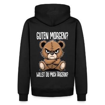 Bonjour? Voulez-vous m’ennuyer ? Grognement matinal - Sweat à capuche Premium bio Homme - noir - Dos - Nico (187cm)