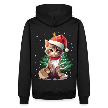 Chats Noël Animaux Père Noël - Sweat à capuche Premium bio Homme - noir - Dos - Nico (187cm)