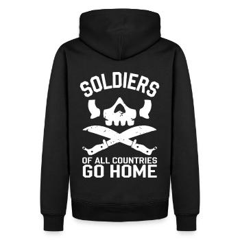 Soldiers of all Countries Go Home Anti Krieg - Männer Premium Bio Hoodie - Schwarz - Hinten - Nico (187cm)