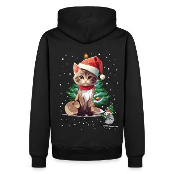 Cat Mouse Christmas Santa Claus Christmas - Men’s Premium Organic Hoodie - black - Back - Nico (187cm)