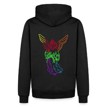 LGBT Regenbogen Engel Christmas Regenbogenfahne - Männer Premium Bio Hoodie - Schwarz - Hinten - Nico (187cm)