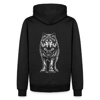 Halloween Wolf Wölfe mystisch - Männer Premium Bio Hoodie - Schwarz - Hinten - Nico (187cm)