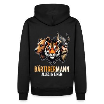 Homme barbu Ours Tigre Homme Viking - Sweat à capuche Premium bio Homme - noir - Dos - Nico (187cm)