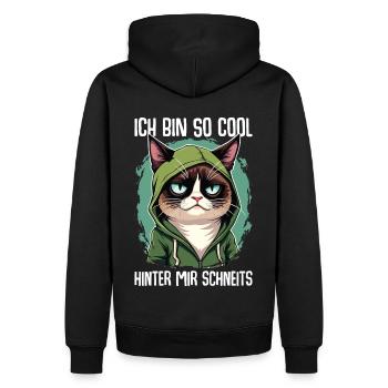 Ich Bin So Cool Hinter Mir Schneits Katze - Männer Premium Bio Hoodie - Schwarz - Hinten - Nico (187cm)