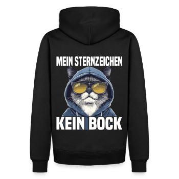 Mein Sternzeichen Kein Bock Katze - Männer Premium Bio Hoodie - Schwarz - Hinten - Nico (187cm)
