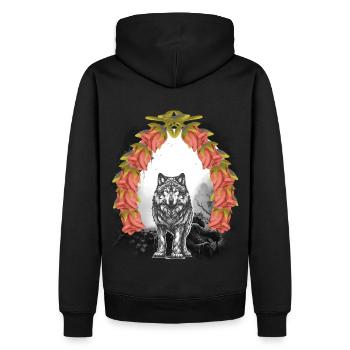 Wolf Wölfe Halloween Märchen Märchenfigur mystisch - Männer Premium Bio Hoodie - Schwarz - Hinten - Nico (187cm)