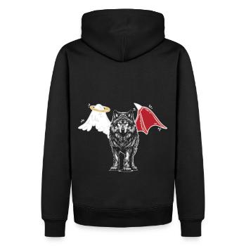 Wolf Wolves Angel Devil Halloween Werewolf Occult - Men’s Premium Organic Hoodie - black - Back - Nico (187cm)