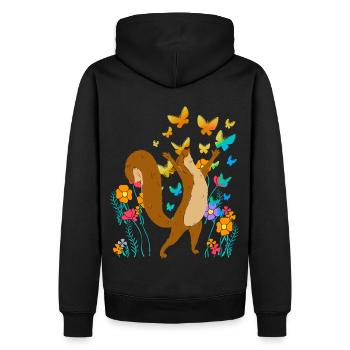 Écureuil Printemps Papillons Insectes - Sweat à capuche Premium bio Homme - noir - Dos - Nico (187cm)