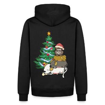 Noël Noël Noël arbre de Noël chien chat - Sweat à capuche Premium bio Homme - noir - Dos - Nico (187cm)