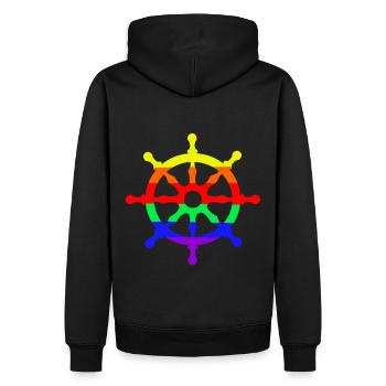 LGBT Steuerrad Gay Pride maritim Ahoi - Männer Premium Bio Hoodie - Schwarz - Hinten - Nico (187cm)