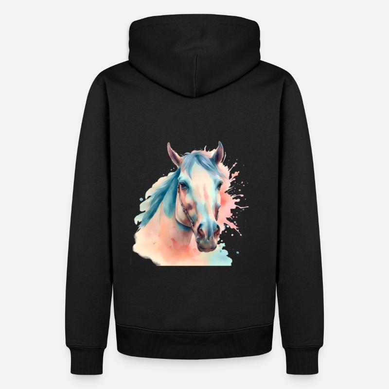 Cheval Chevaux Tête de cheval - Sweat à capuche Premium bio Homme - noir