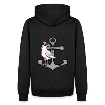 Anchor Seagull Seagulls Seagull Maritime Sailor - Men’s Premium Organic Hoodie - black - Back - Nico (187cm)