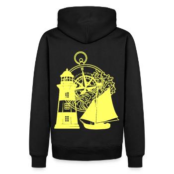 Phare maritime Boussole Voilier Navire - Sweat à capuche Premium bio Homme - noir - Dos - Nico (187cm)