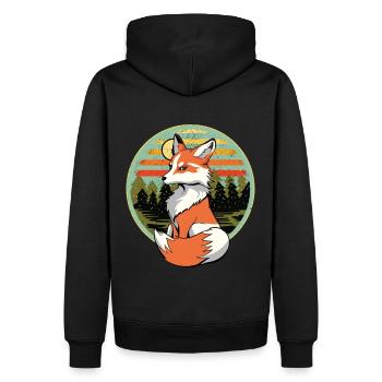 Retro Vintage Fuchs Füchse Natur 80er 90er - Männer Premium Bio Hoodie - Schwarz - Hinten - Nico (187cm)