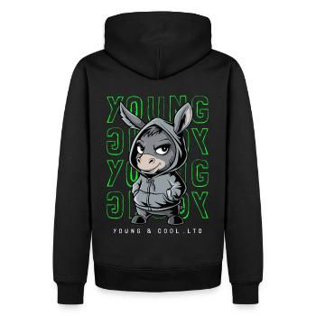 âne jeune et cool amoureux des animaux - Sweat à capuche Premium bio Homme - noir - Dos - Nico (187cm)