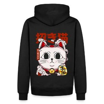 Maneki Neko Turbo Granny - Men’s Premium Organic Hoodie - black - Back - Nico (187cm)