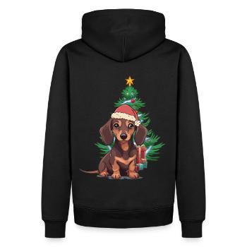 Teckel Noël Noël Noël Chien Chiens - Sweat à capuche Premium bio Homme - noir - Dos - Nico (187cm)