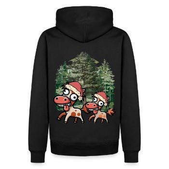 Weihnachten Pferd Pferde Santa Christmas Xmas - Männer Premium Bio Hoodie - Schwarz - Hinten - Nico (187cm)