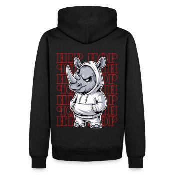 Rhino Rhino Hip Hop Animal Lover - Men’s Premium Organic Hoodie - black - Back - Nico (187cm)