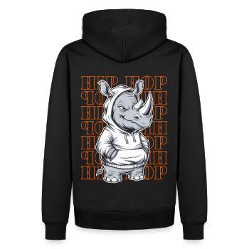 Rhino Rhino Hip Hop Animal Lover - Men’s Premium Organic Hoodie - black - Back - Nico (187cm)