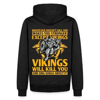 Wikinger - Männer Premium Bio Hoodie - Schwarz - Hinten - Nico (187cm)