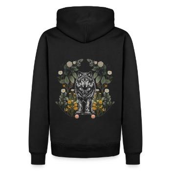 Natur Wolf Wölfe Wölfin Blumen Märchen Kinder - Männer Premium Bio Hoodie - Schwarz - Hinten - Nico (187cm)
