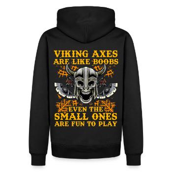 Les haches Viking sont comme des seins, même les plus petits le sont - Sweat à capuche Premium bio Homme - noir - Dos - Nico (187cm)
