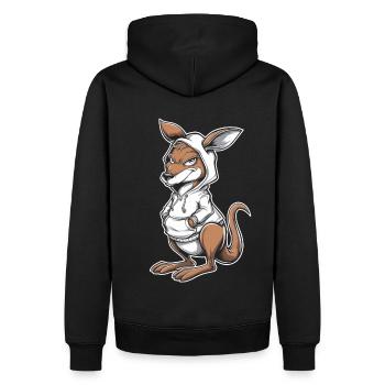 Känguru Kangaroo Australische Tiere - Männer Premium Bio Hoodie - Schwarz - Hinten - Nico (187cm)