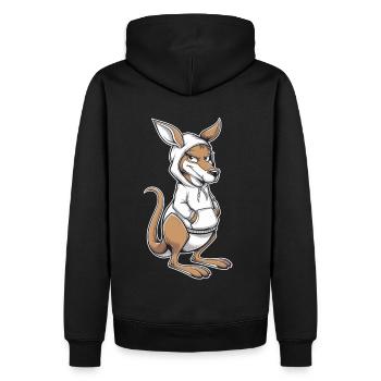 Känguru Kangaroo Australische Tiere - Männer Premium Bio Hoodie - Schwarz - Hinten - Nico (187cm)