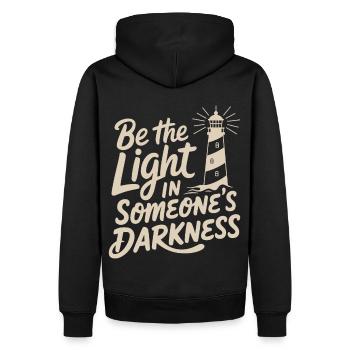 Dicton de motivation phare - Pensée positive - Sweat à capuche Premium bio Homme - noir - Dos - Nico (187cm)