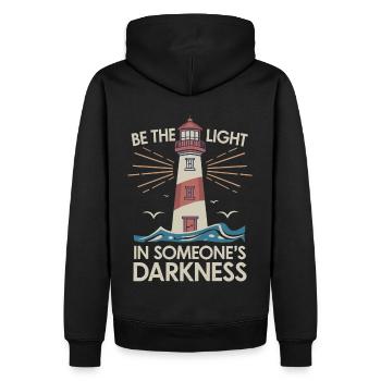 Dicton de motivation phare - Pensée positive - Sweat à capuche Premium bio Homme - noir - Dos - Nico (187cm)