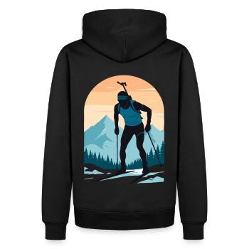 Biathlon Biathlet Wintersport - Männer Premium Bio Hoodie - Schwarz - Hinten - Nico (187cm)