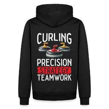 Curling, Curling, Curling, Curling, Curling - Sweat à capuche Premium bio Homme - noir - Dos - Nico (187cm)