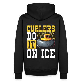 Eisstockschießen Curling Curler Stockschießen - Männer Premium Bio Hoodie - Schwarz - Hinten - Nico (187cm)