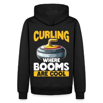 Eisstockschießen Curling Curler Stockschießen - Männer Premium Bio Hoodie - Schwarz - Hinten - Nico (187cm)