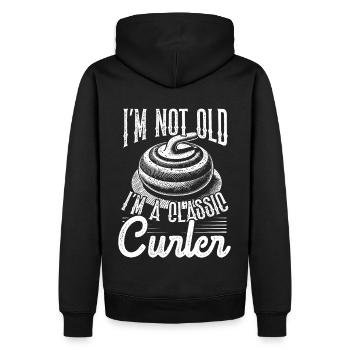 Curling, Curling, Curling, Curling, Curling - Sweat à capuche Premium bio Homme - noir - Dos - Nico (187cm)