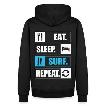Manger Dormir Surfer Répéter Surfen - Sweat à capuche Premium bio Homme - noir - Dos - Nico (187cm)