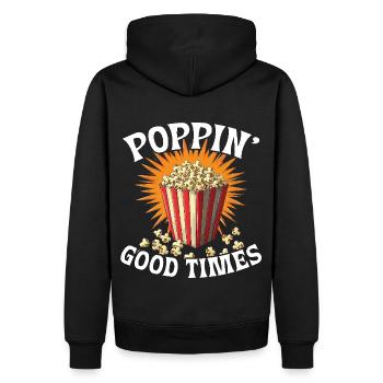 Poppin’ Good Times Popcorn - Männer Premium Bio Hoodie - Schwarz - Hinten - Nico (187cm)