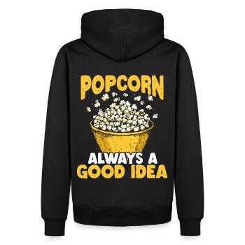 Popcorn Always a Good Idea - Männer Premium Bio Hoodie - Schwarz - Hinten - Nico (187cm)