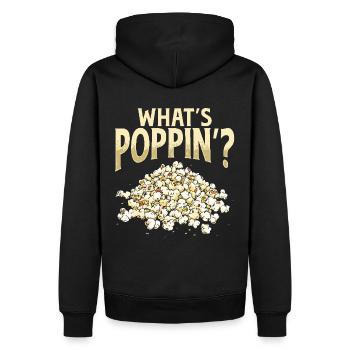What’s Poppin’? Popcorn - Männer Premium Bio Hoodie - Schwarz - Hinten - Nico (187cm)