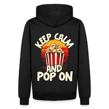 Keep Calm and Pop On Popcorn - Männer Premium Bio Hoodie - Schwarz - Hinten - Nico (187cm)