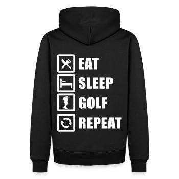 Eat Sleep Golf Repeat Golfspieler - Männer Premium Bio Hoodie - Schwarz - Hinten - Nico (187cm)