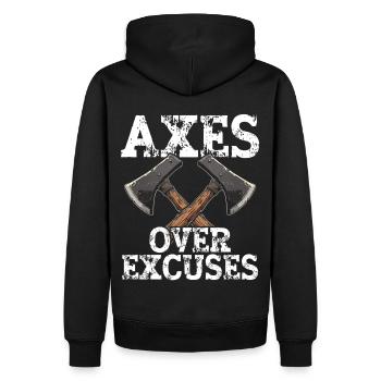 Axt Werfen Axt Werfer Axe Throwing - Männer Premium Bio Hoodie - Schwarz - Hinten - Nico (187cm)