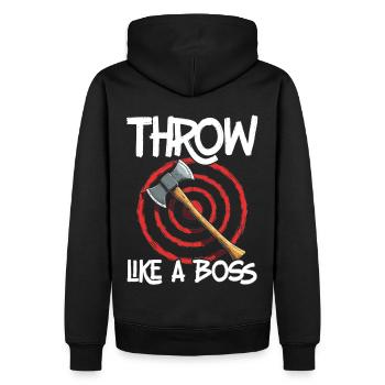 Axt Werfen Axt Werfer Axe Throwing - Männer Premium Bio Hoodie - Schwarz - Hinten - Nico (187cm)