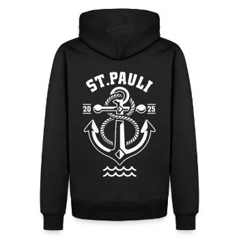 St. Pauli Hamburg Anker Reeperbahn - Sweat à capuche Premium bio Homme - noir - Dos - Nico (187cm)