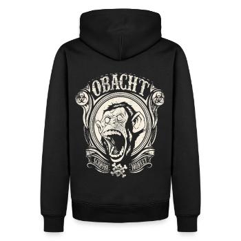 Obacht Schwoba Monkey Schwäbisch Schwaben - Männer Premium Bio Hoodie - Schwarz - Hinten - Nico (187cm)